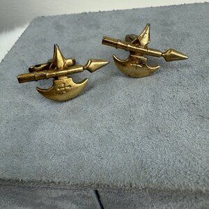 Vintage Men's VIKING Shield & Spear Weapon CUFFLINK Hickok Costume Jewelry USA